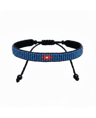 Summer Warmth Bracelet in Red with White flower with Blue Accents