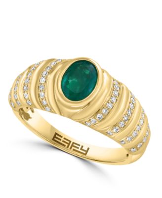 Emerald and Diamond Ring (1/4 ct. t.w. Diamond, 3/4 ct. t.w. Emerald) in 14k Yellow Gold