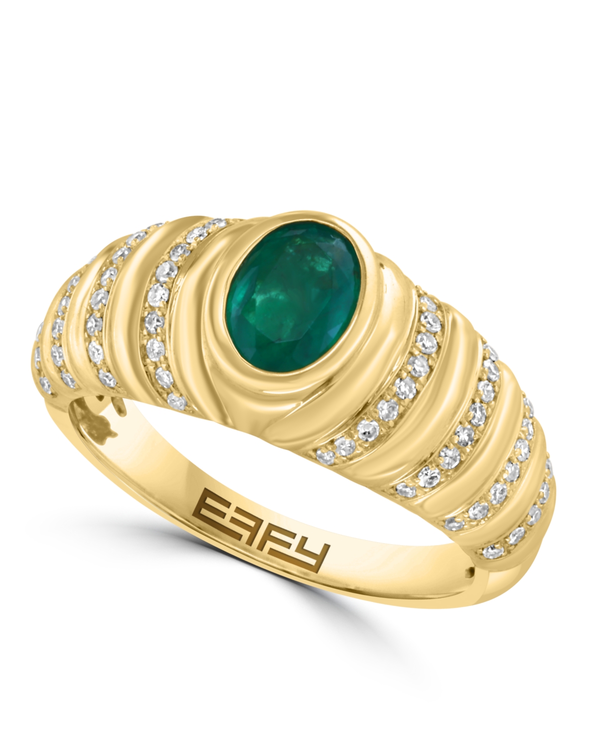 Effy Collection Emerald and Diamond Ring (1/4 ct. t.w. Diamond, 3/4 ct. t.w. Emerald) in 14K Yellow Gold