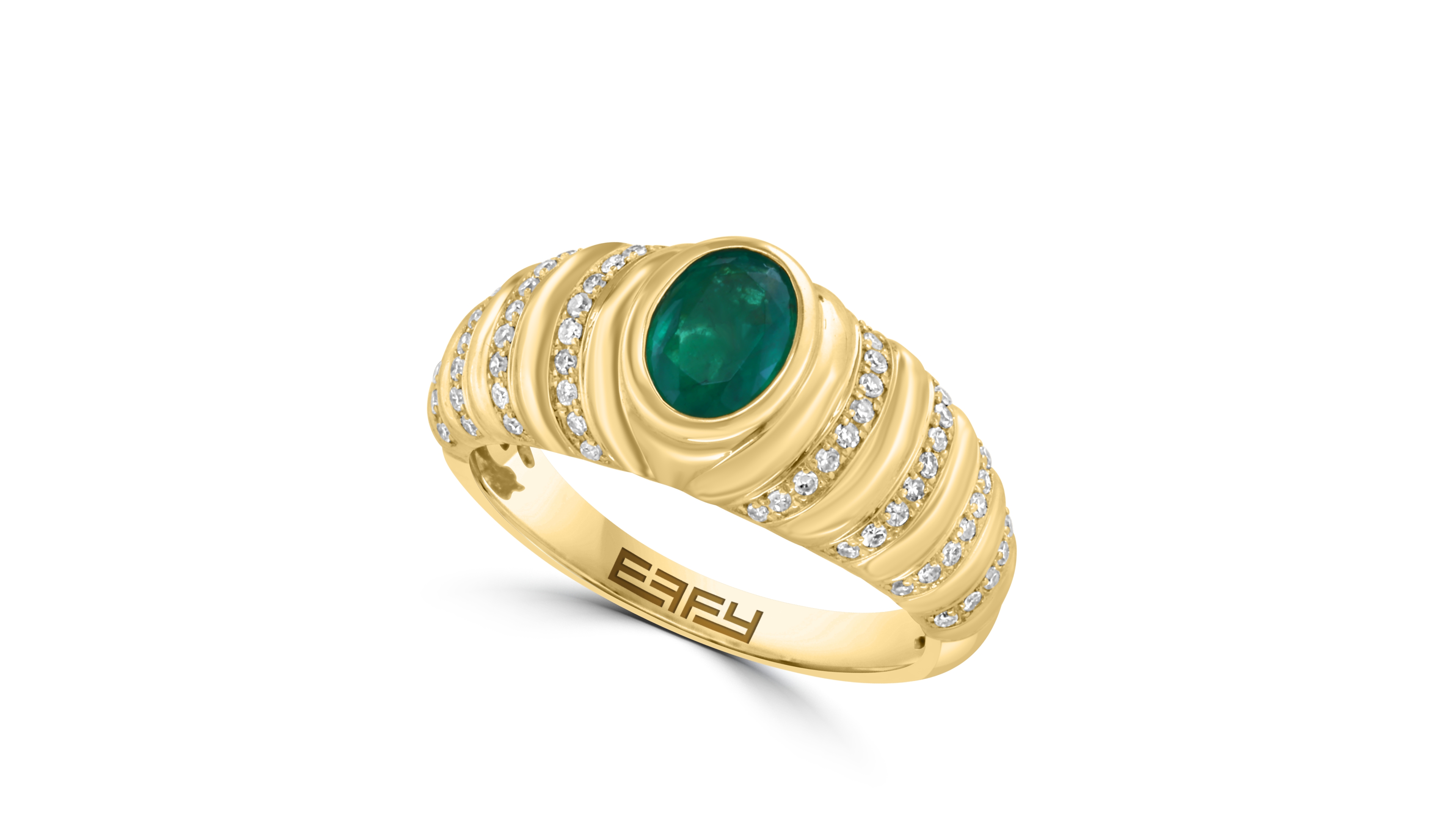 Effy Collection Emerald and Diamond Ring (1/4 ct. t.w. Diamond, 3/4 ct. t.w. Emerald) in 14K Yellow Gold