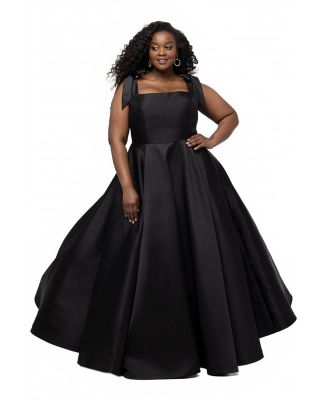 Plus Size Picture Perfect Satin A-Line Square Neck Formal Gown
