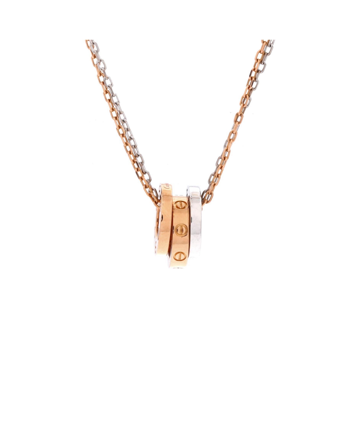 Pre-Owned Cartier Love 3 Ring Pendant Necklace - 18k rose gold, 18k white gold
