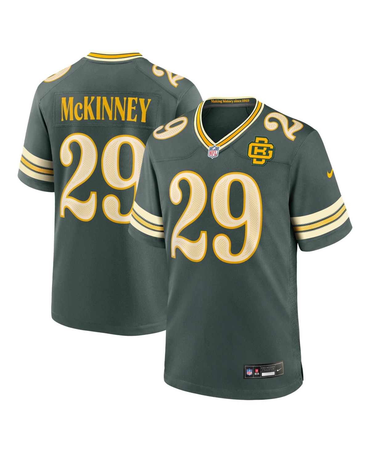 Nike Men's Xavier Mckinney Green Bay Packers 2026 Rivalries Collection Game Jersey - Green