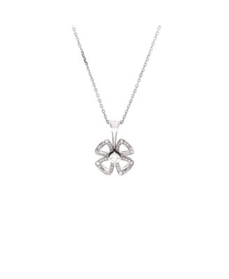 Floral-Motif Diamond Pendant Necklace (0.16 ct. t.w.) in 18k White Gold