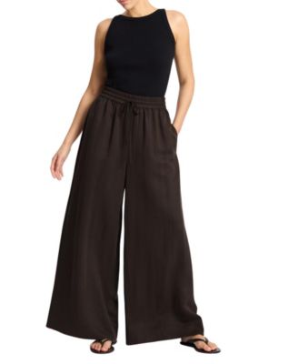 Women's Relaxed Elastic-Waist Wide-Leg Trousers