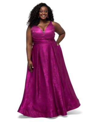 Plus Size A-Line V-Neckline Gown with Pockets