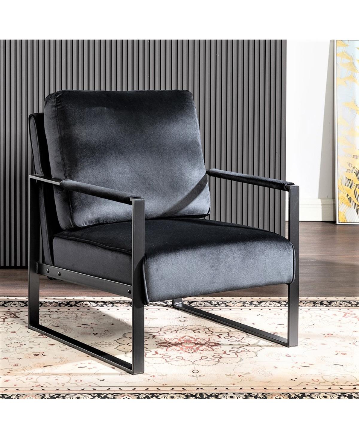 Streamdale Furniture Mid-Century Modern Velvet Accent Chair with Metal Frame - Black
