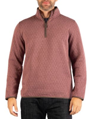Men's Quilted Quarter Zip with Suede Trim