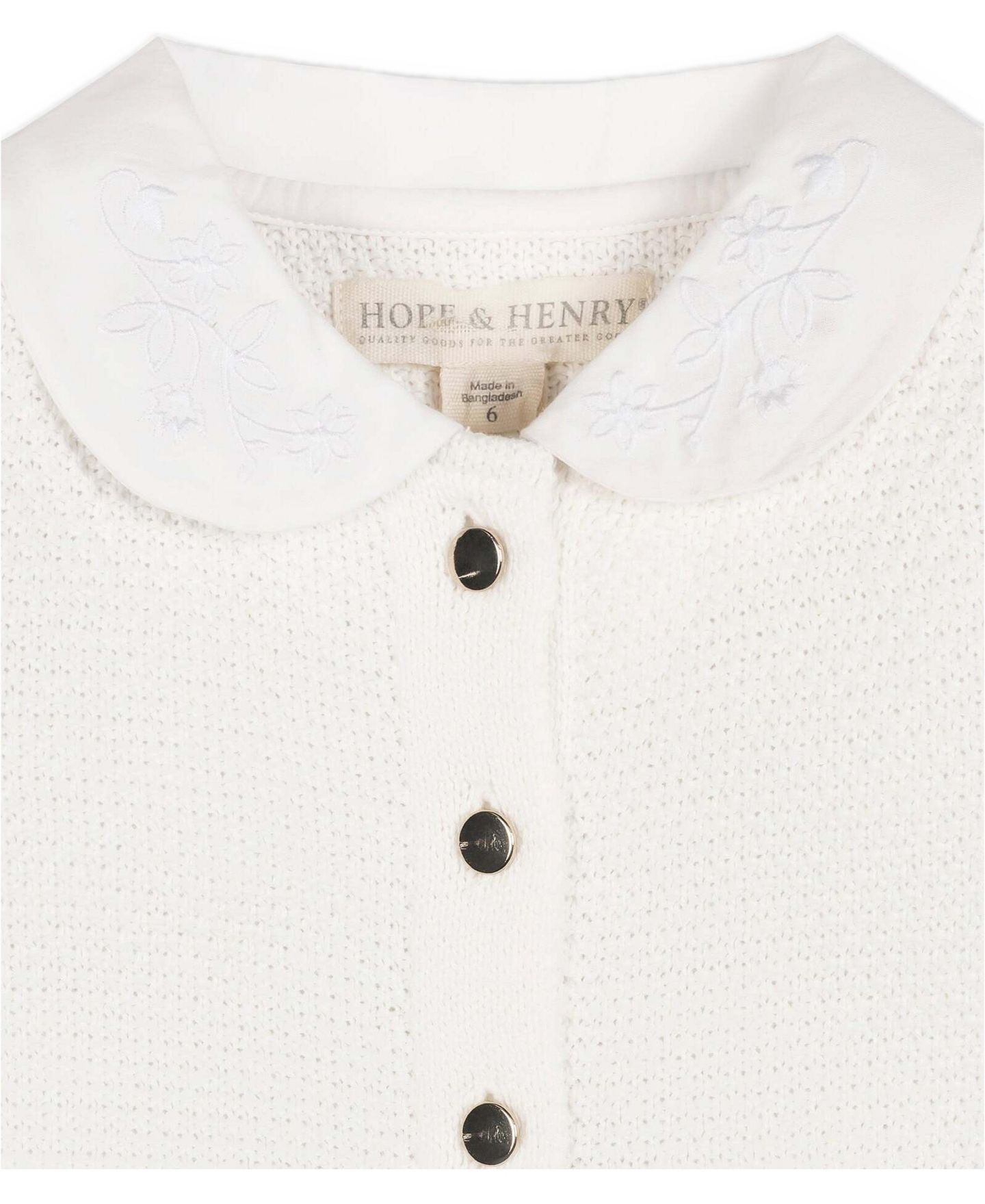 Платье Hope & Henry Peter Pan Collar Long-Sleeve Tweed-Stitch Sweater Dress для девочек, цвет: Мягкий белый — фото 3