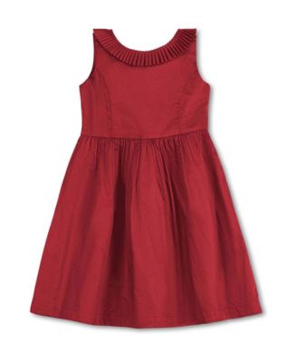 Girls' 4-16 Organic Cotton Pleated Collar Fit and Flare Party Dress
