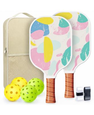 USAPA Approved Carbon Fiber Pickleball Paddles Set 2 Pack Lightweight Rackets With Balls Bag Grip Tapes