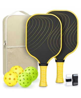 USAPA Approved Carbon Fiber Pickleball Paddles Set 2 Pack Lightweight Rackets With Balls Bag Grip Tapes