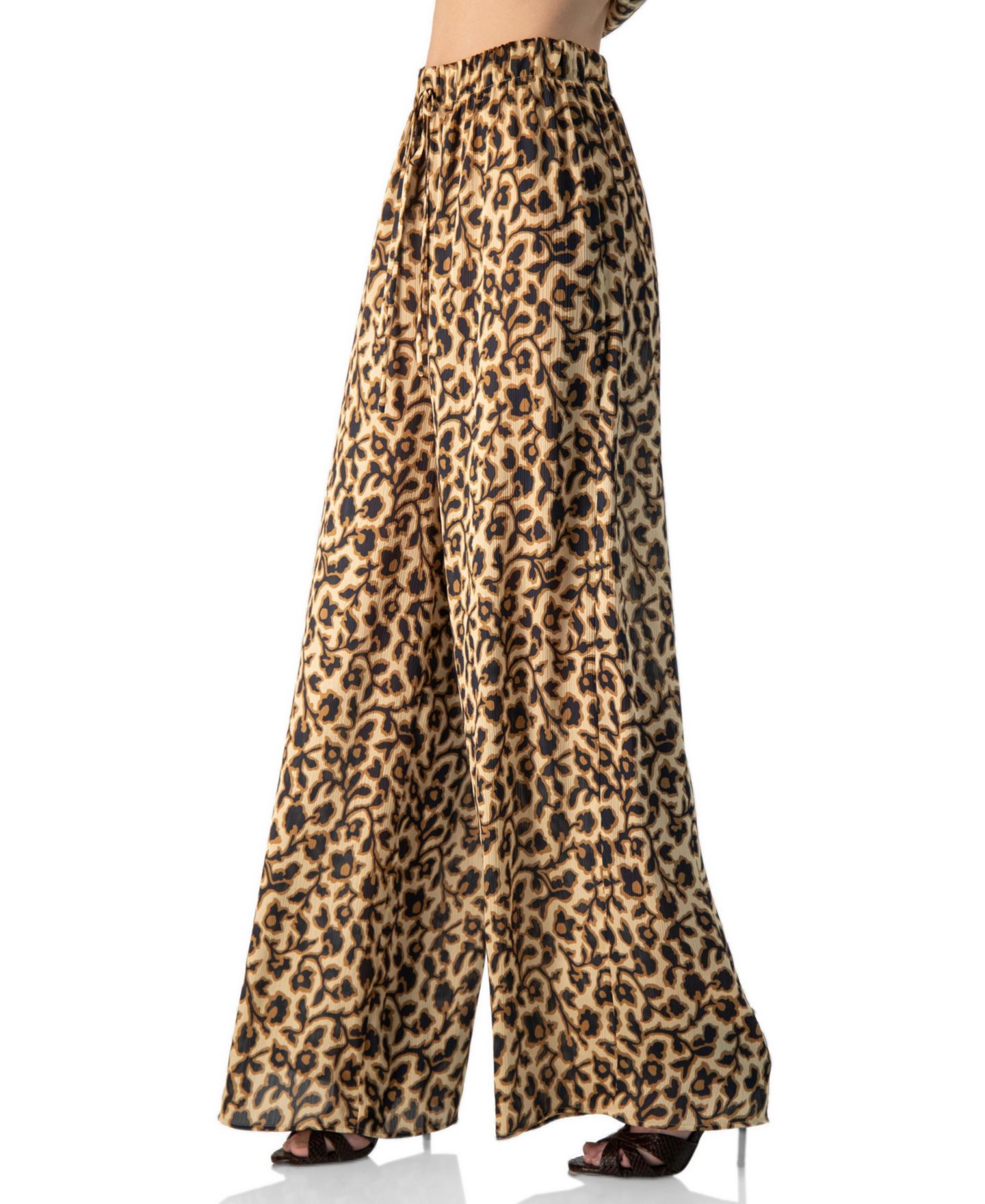 Женские брюки Ivonne Animal-Print Wide-Leg Drawstring, цвет: Светлый коричневый — фото 2