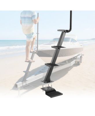 4-Step Boat Trailer Steps with Non-Slip Surface and Handrail