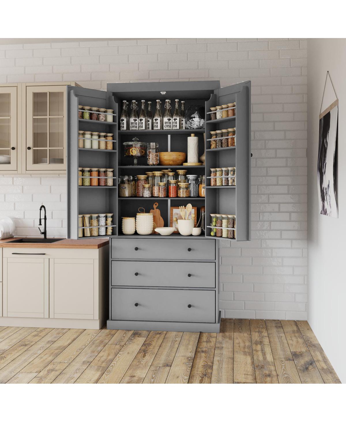 Streamdale Furniture 77" Farmhouse Kitchen Pantry Storage Cabinet with Drawers