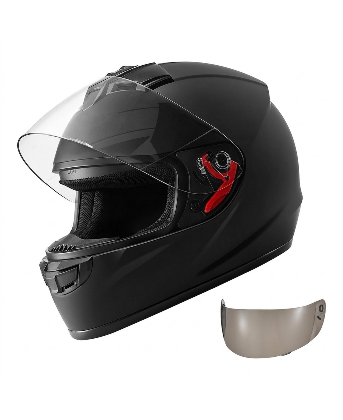 Sugift Adult Full Face Motocross Helmet with Clear Visor for Dirt Bike Riding - Black