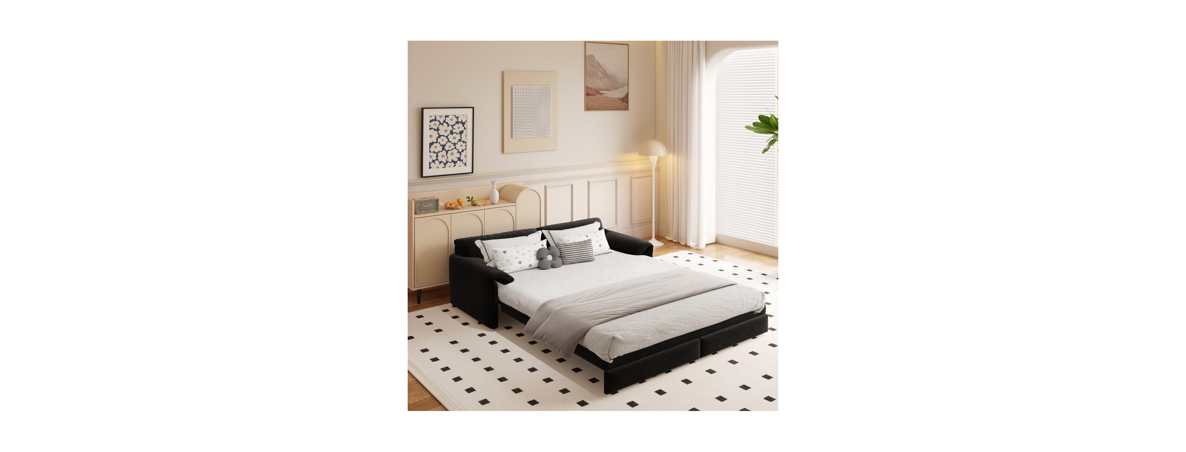 Streamdale Furniture 66" Queen 3-in-1 Pull-Out Sofa Bed with Side Storage