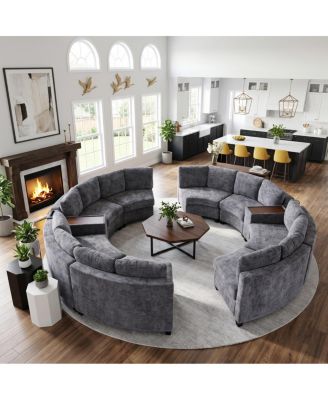 8-Seater Curved Modular Sectional Sofa with Storage and Wireless Charging