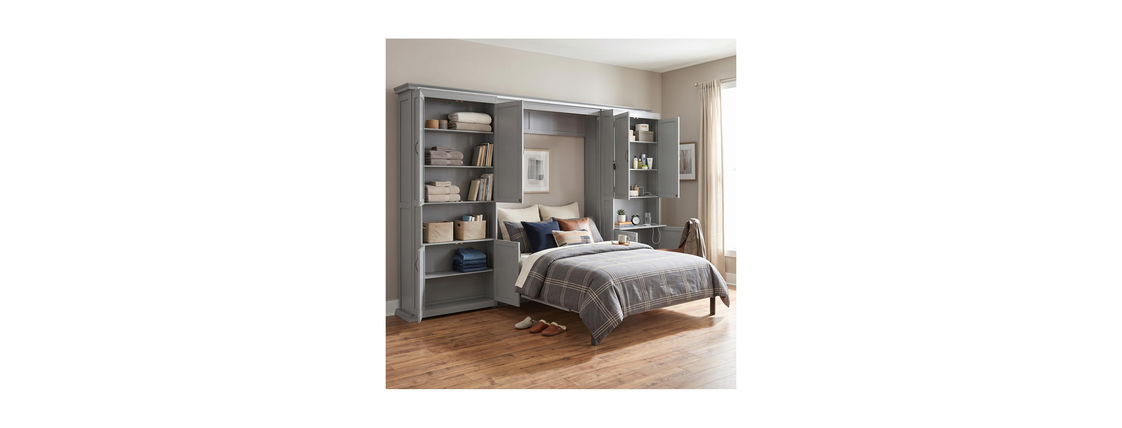 Streamdale Furniture Queen-Size Murphy Bed with Dual Sliding Storage Cabinets