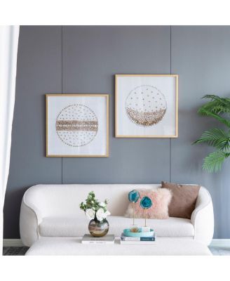 Set of 2 Modern Framed Shadow Box Wall Decor with Circle Design, 27.6" x 27.6"