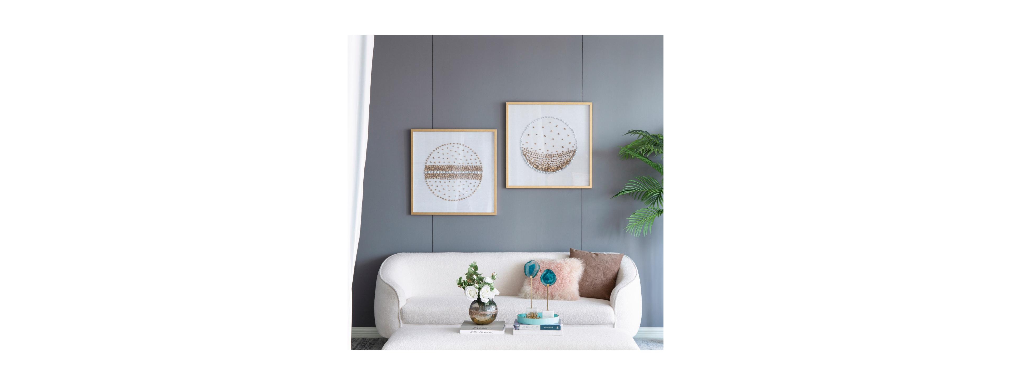 Laoties Set of 2 Modern Framed Shadow Box Wall Decor with Circle Design, 27.6" x 27.6"