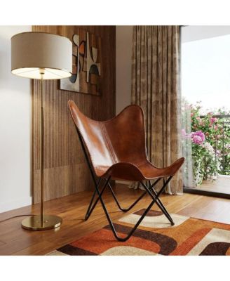 32-Inch Genuine Leather Butterfly Chair