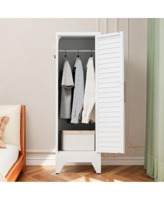 47.2" Narrow Metal Wardrobe Closet with Single Louvered Door