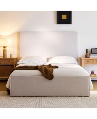  Lucas Upholstered Bed / Tall Headboard / Full / Textured Ivory Canvas