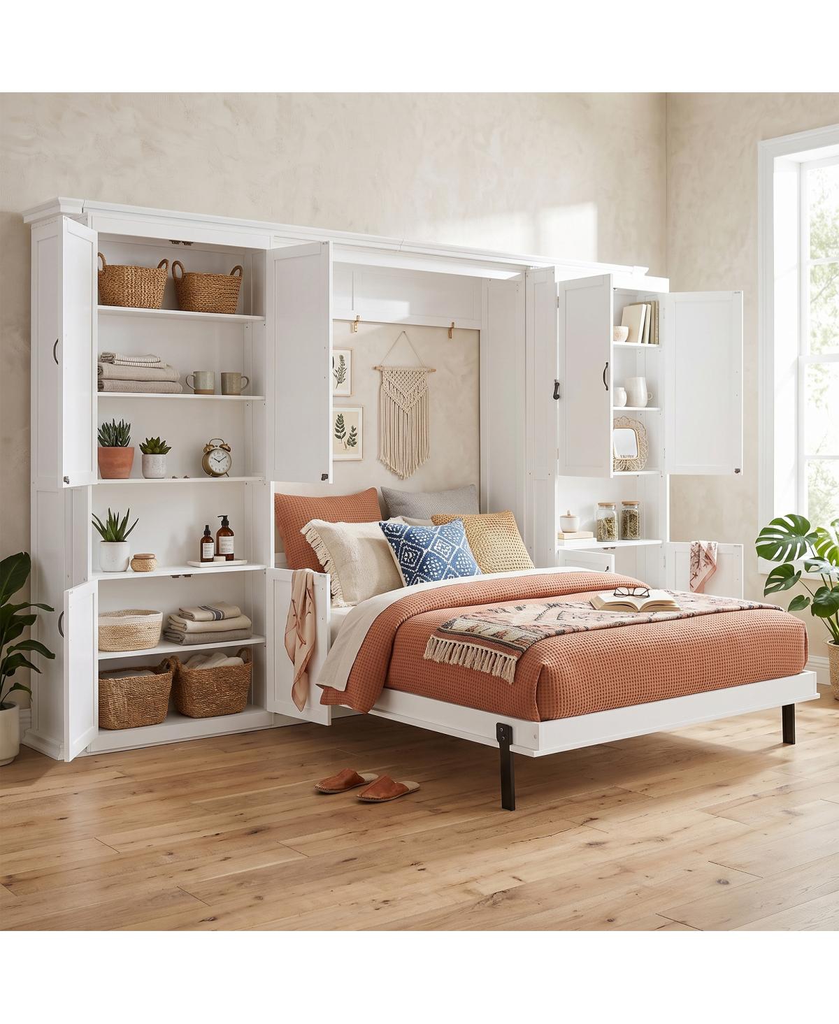 Streamdale Furniture Queen-size Murphy Bed with Dual Sliding Storage Cabinets