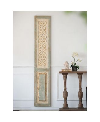 14.1" x 78.7" Oversized Rectangle Carved Wall Art Panel With Scrollwork Weathered Finish