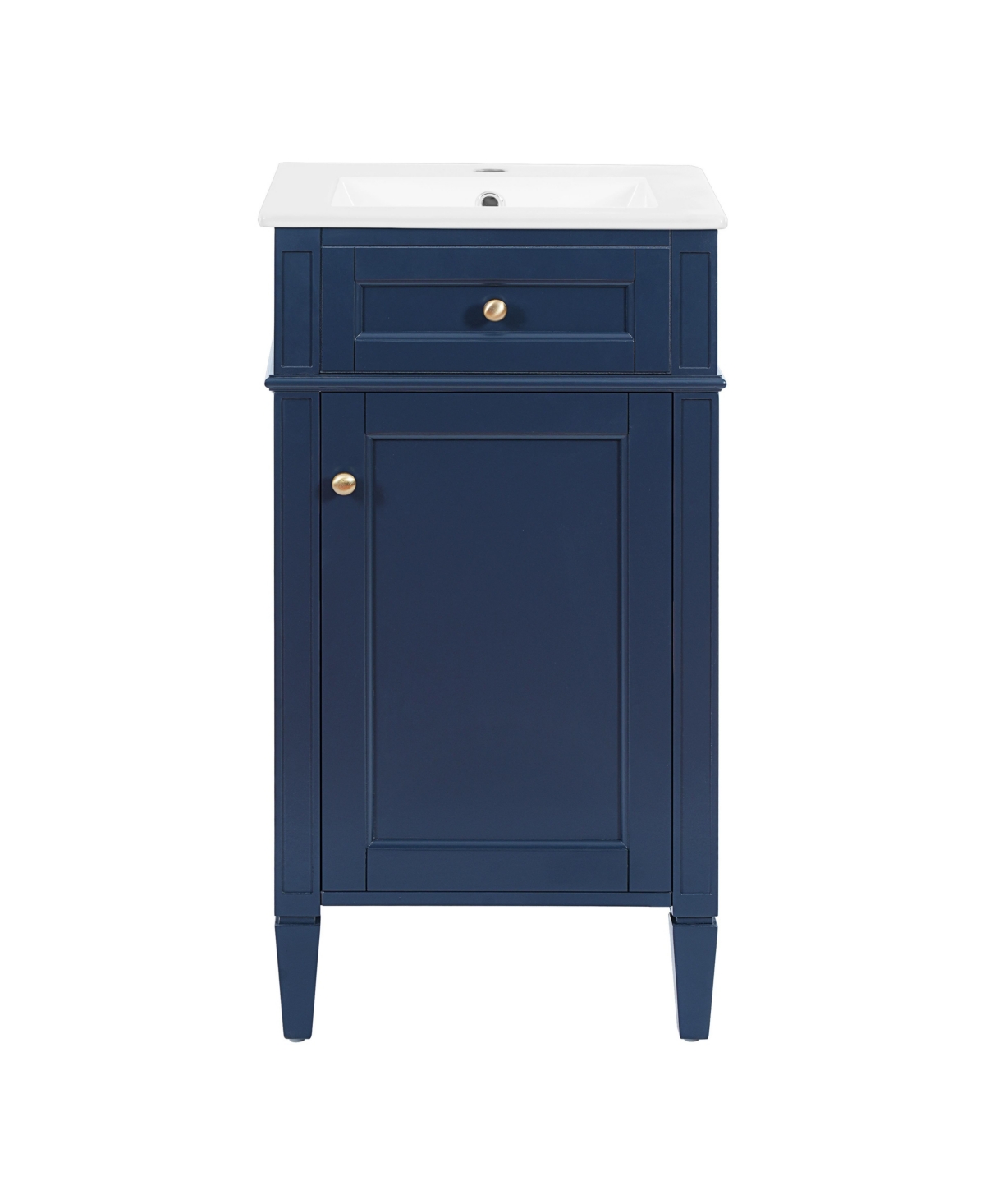 Sillysis 18 Inch Freestanding Bathroom Vanity, Mdf Cabinet with Solid Wood Legs, Ceramic Integrated Sink - Blue