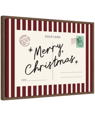 Vintage Merry Christmas Card by Lucky Guava Framed Canvas Wall Art Print