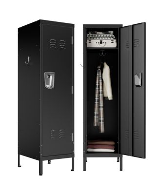 Metal Storage Locker, 55" Tall Steel Cabinet with Ventilated Doors and Shelf