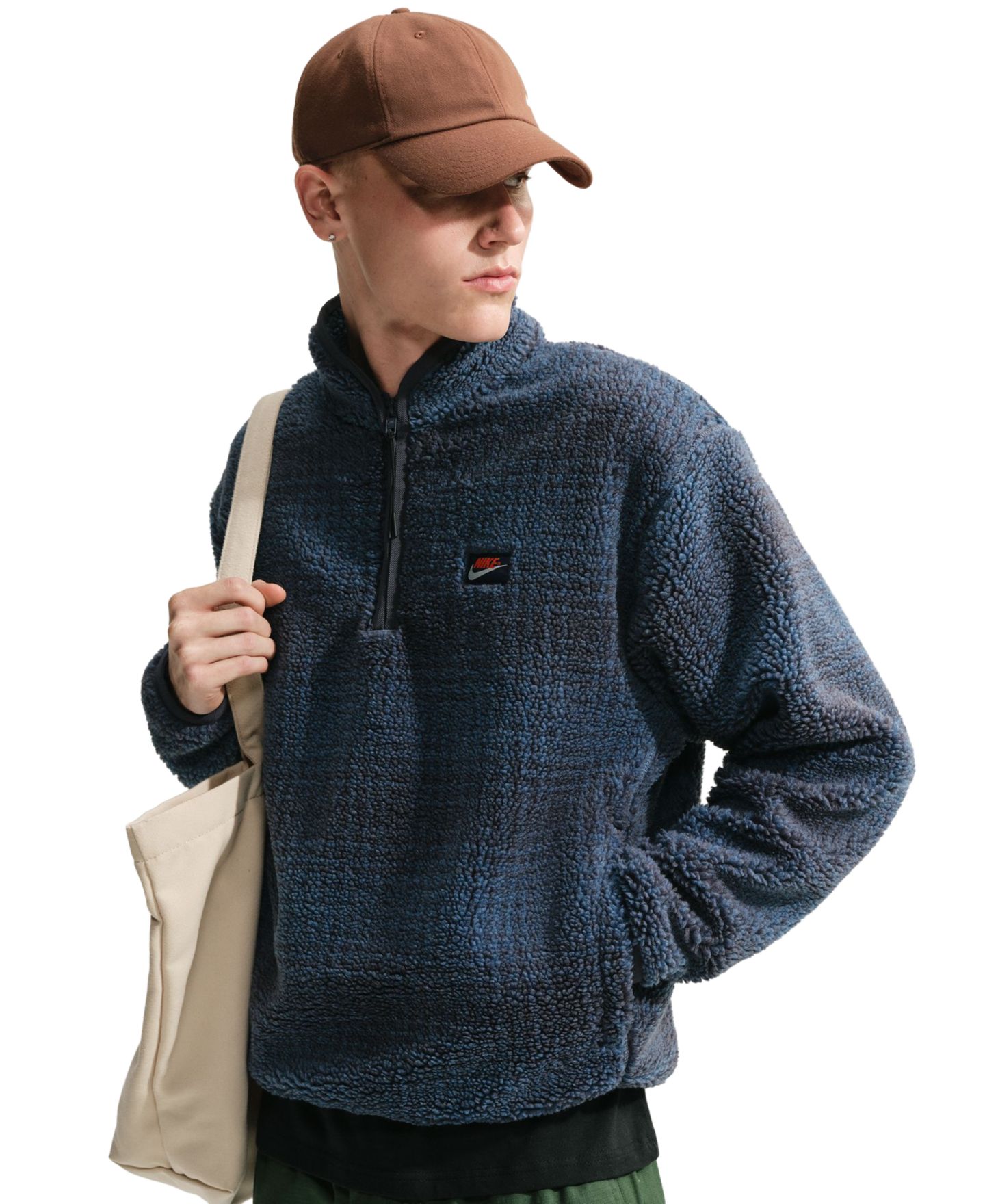 Мужской свитер Nike Club Half-Zip Fleece Pullover, цвет: N Slat/Grd — фото 1