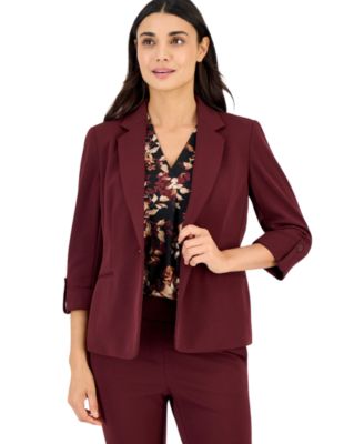 Petite 3/4-Sleeve One-Button Blazer