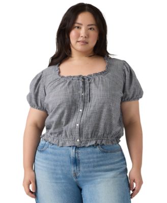 Plus Size Chiara Front Button Short-Sleeve Blouse
