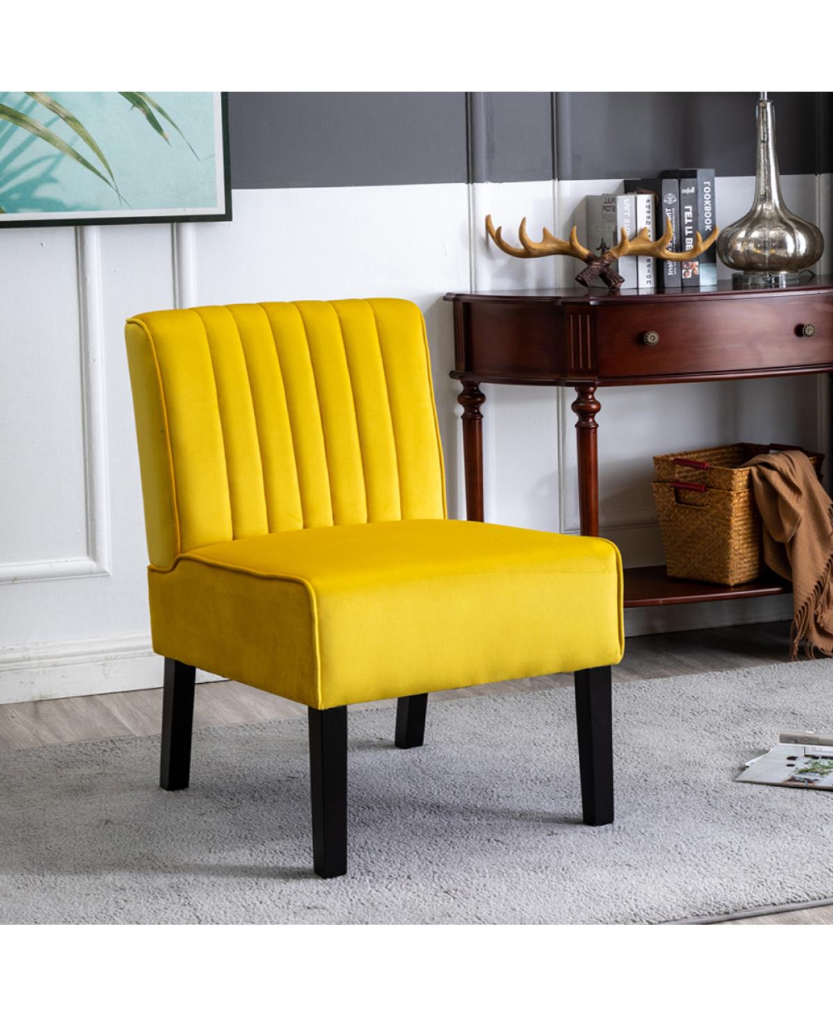 Streamdale Furniture Mid-Century Modern Velvet Accent Chairs, Set of 2 - Yellow