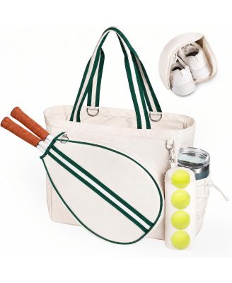 Tennis Tote Bag With Shoe Pocket Wet Pocket Fits 2 Rackets Gym Weekender