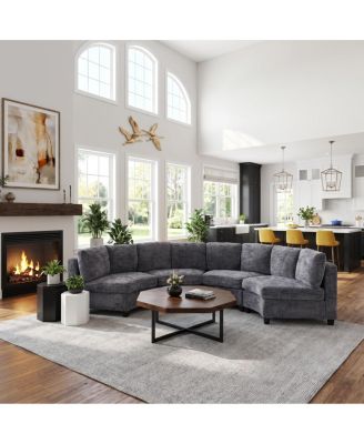 4-Seater Curved Modular Chenille Sectional Sofa
