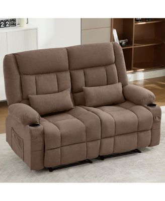 Manual Recliner Loveseat with Cup Holders and Side Pocket