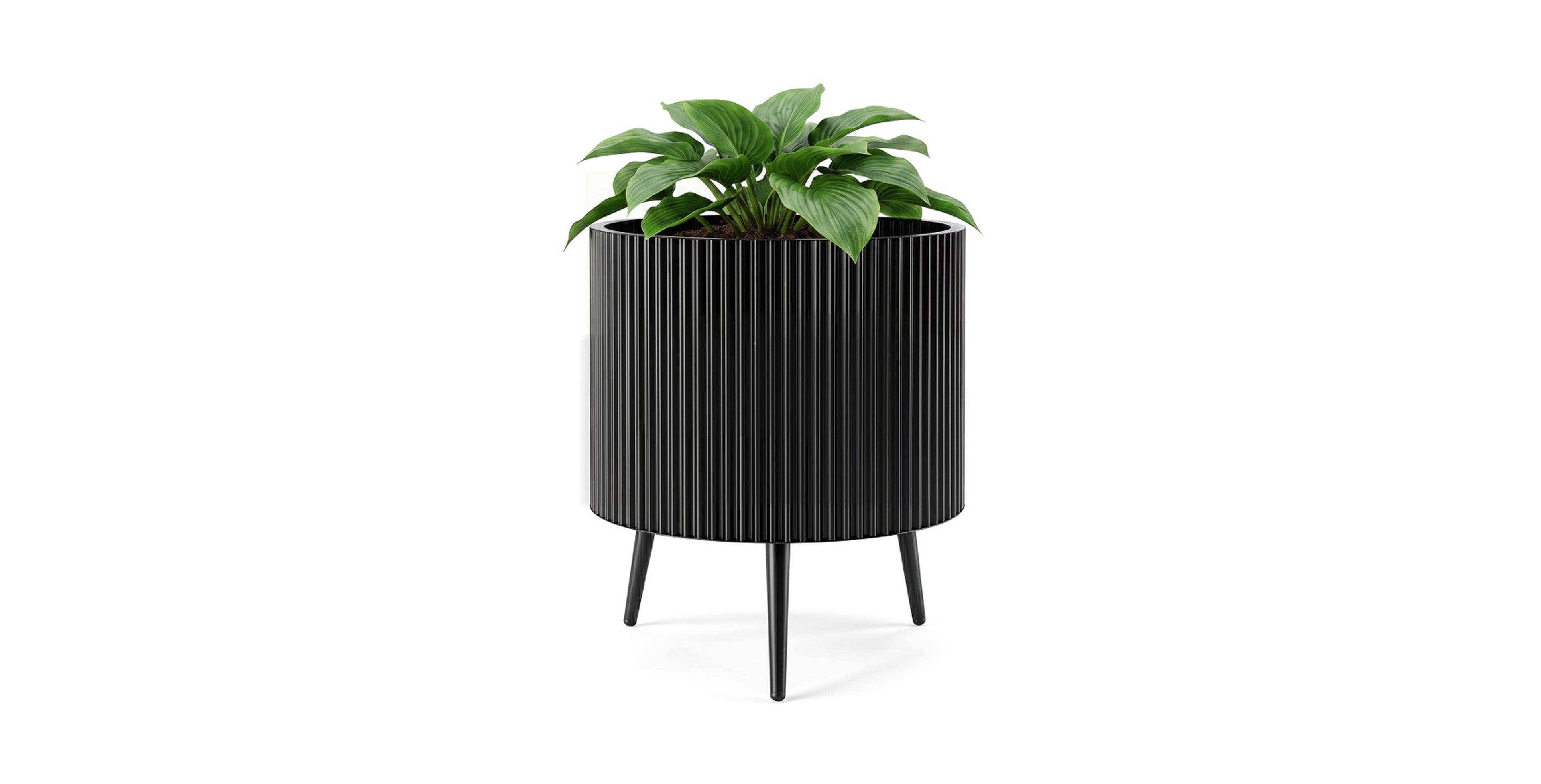 Gouun 20 Inch Fluted Metal Plant Pot with Tapered Stand Legs