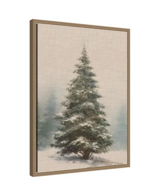 Snowy Pine Crosshatch Linen by The Creative Bunch Studio Framed Canvas Wall Art Print