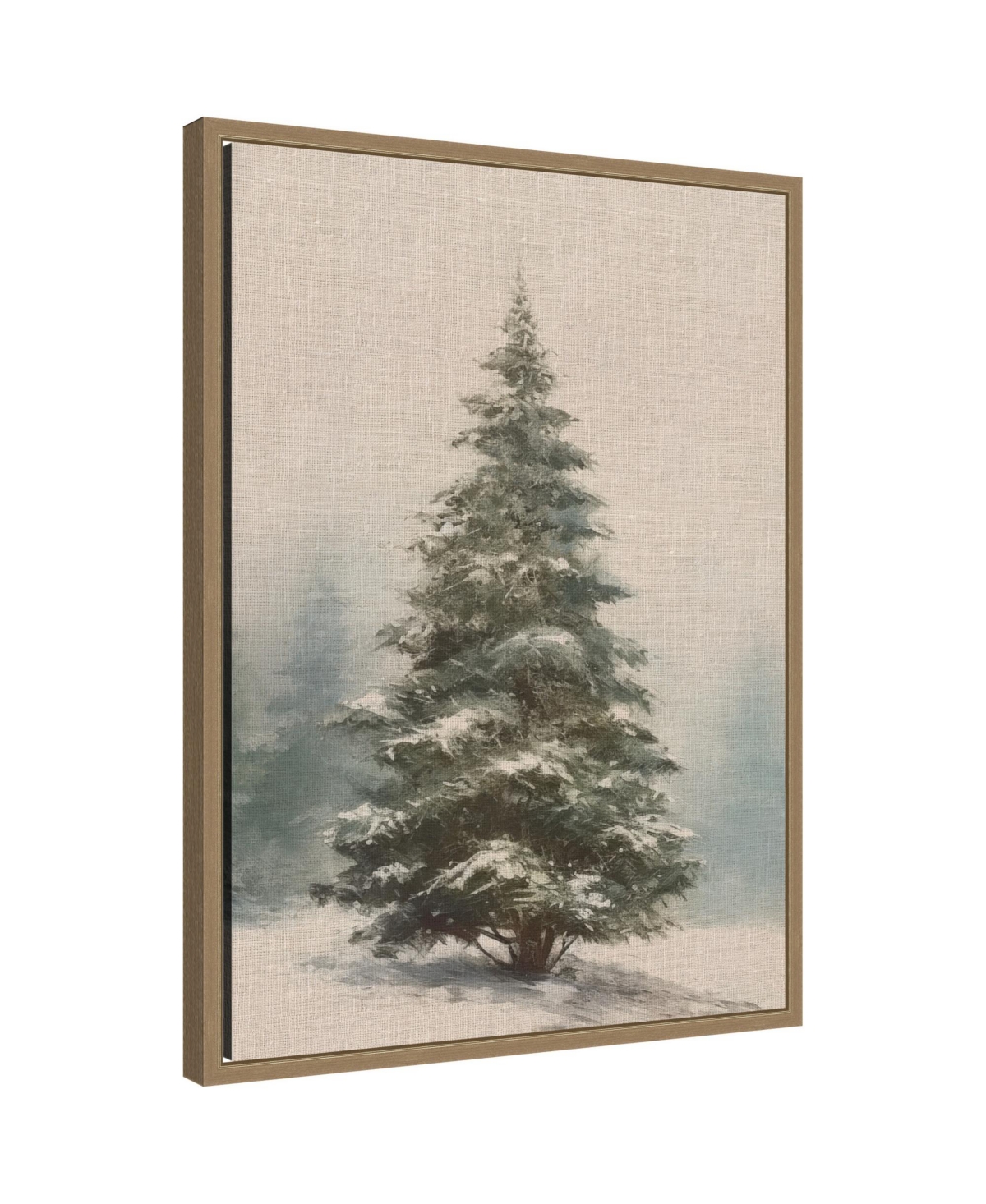 Kate and Laurel Snowy Pine Crosshatch Linen by The Creative Bunch Studio Framed Canvas Wall Art Print