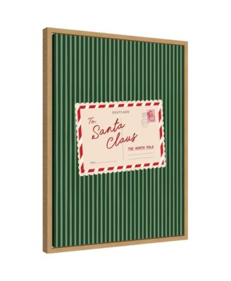 Retro Santa Claus Postcard by Lucky Guava Framed Canvas Wall Art Print