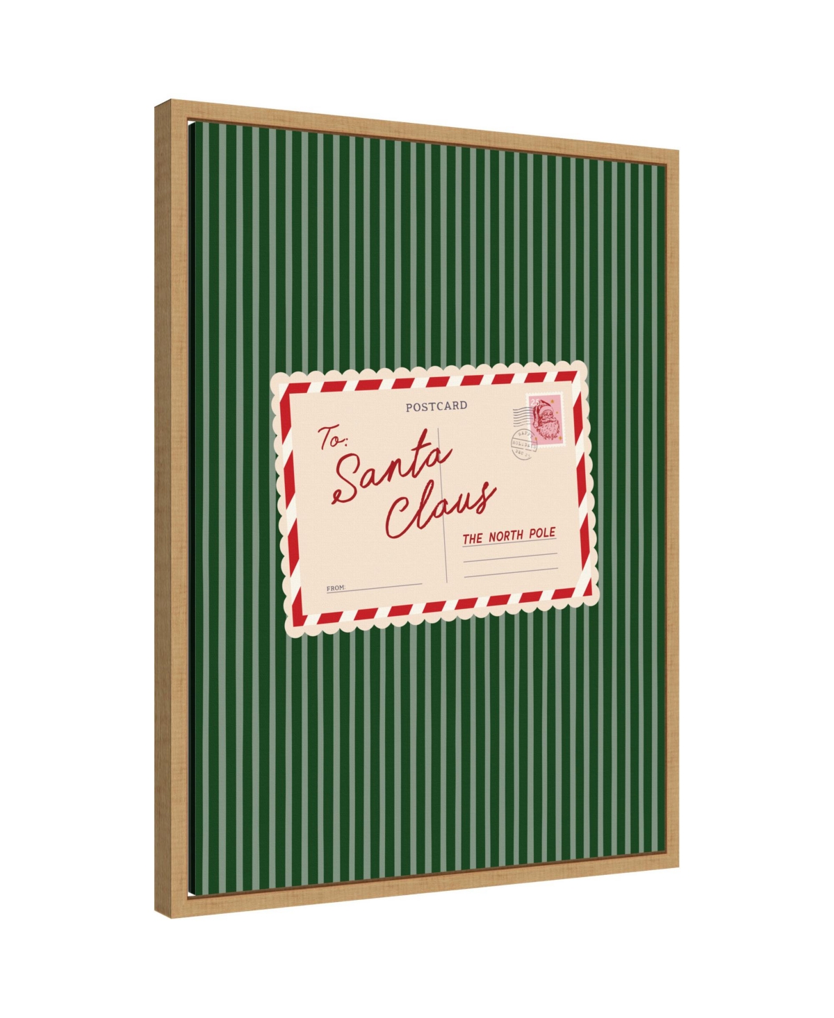 Kate and Laurel Retro Santa Claus Postcard by Lucky Guava Framed Canvas Wall Art Print