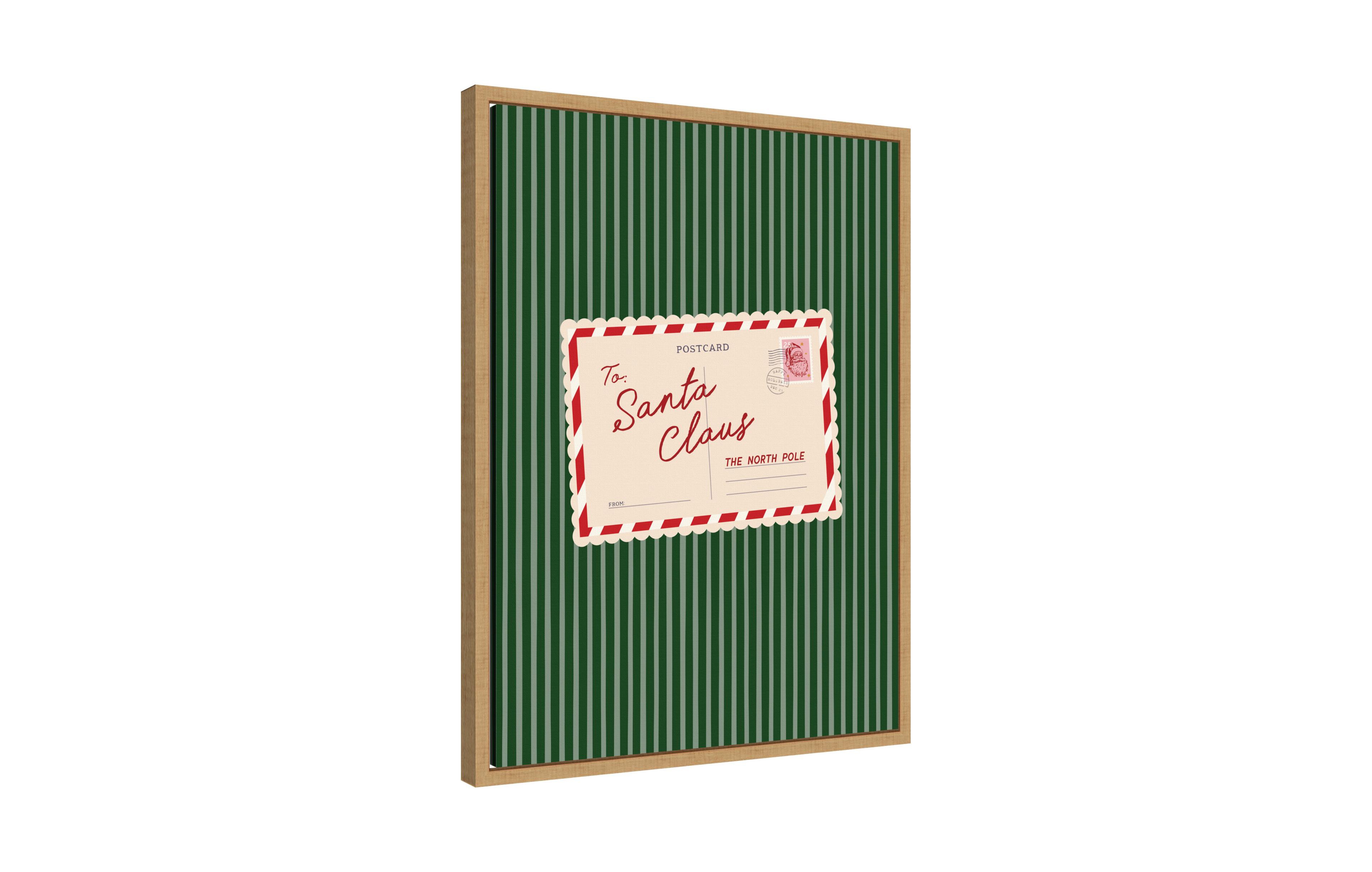 Kate and Laurel Retro Santa Claus Postcard by Lucky Guava Framed Canvas Wall Art Print