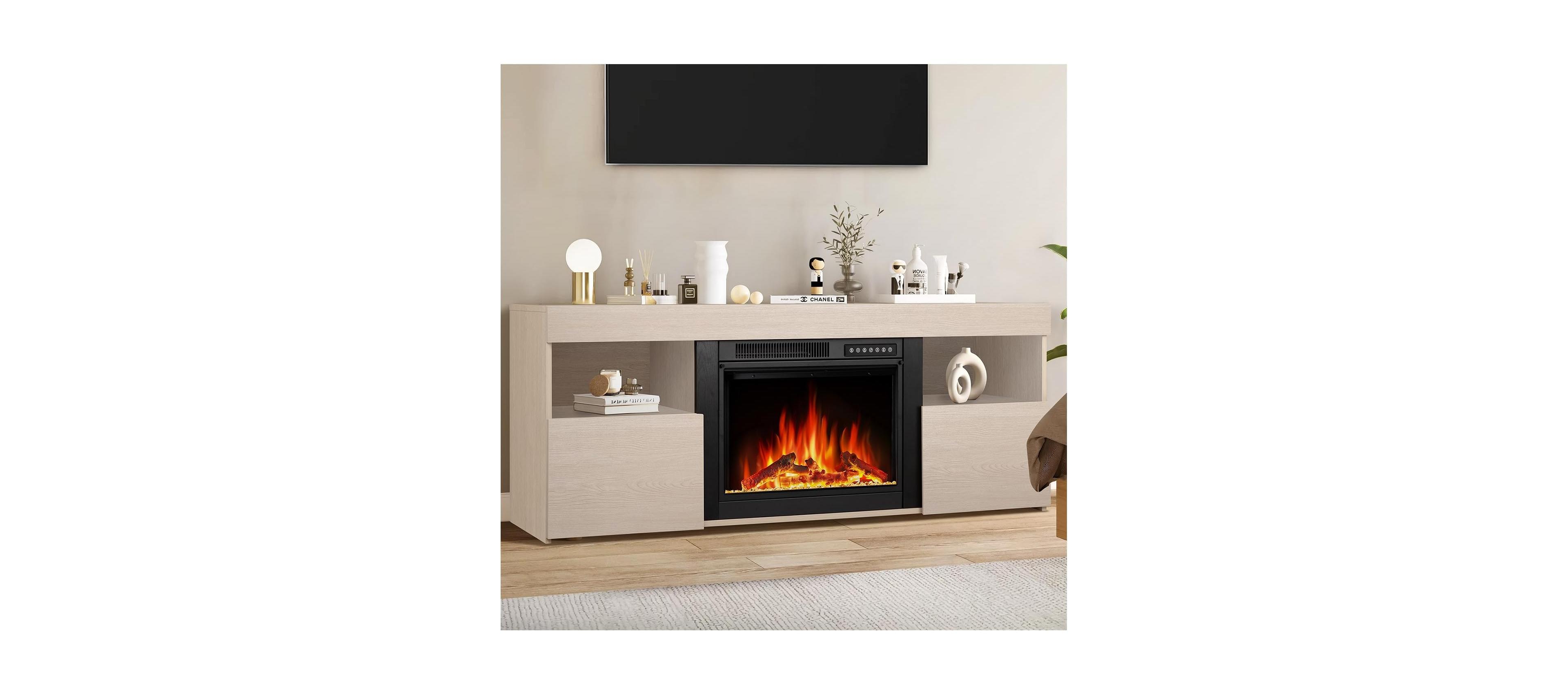 Electactic Fireplace Tv Stand with Heater, Led Flame, Remote