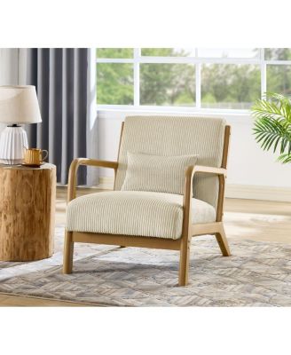 Corduroy Upholstered Wooden Armchair