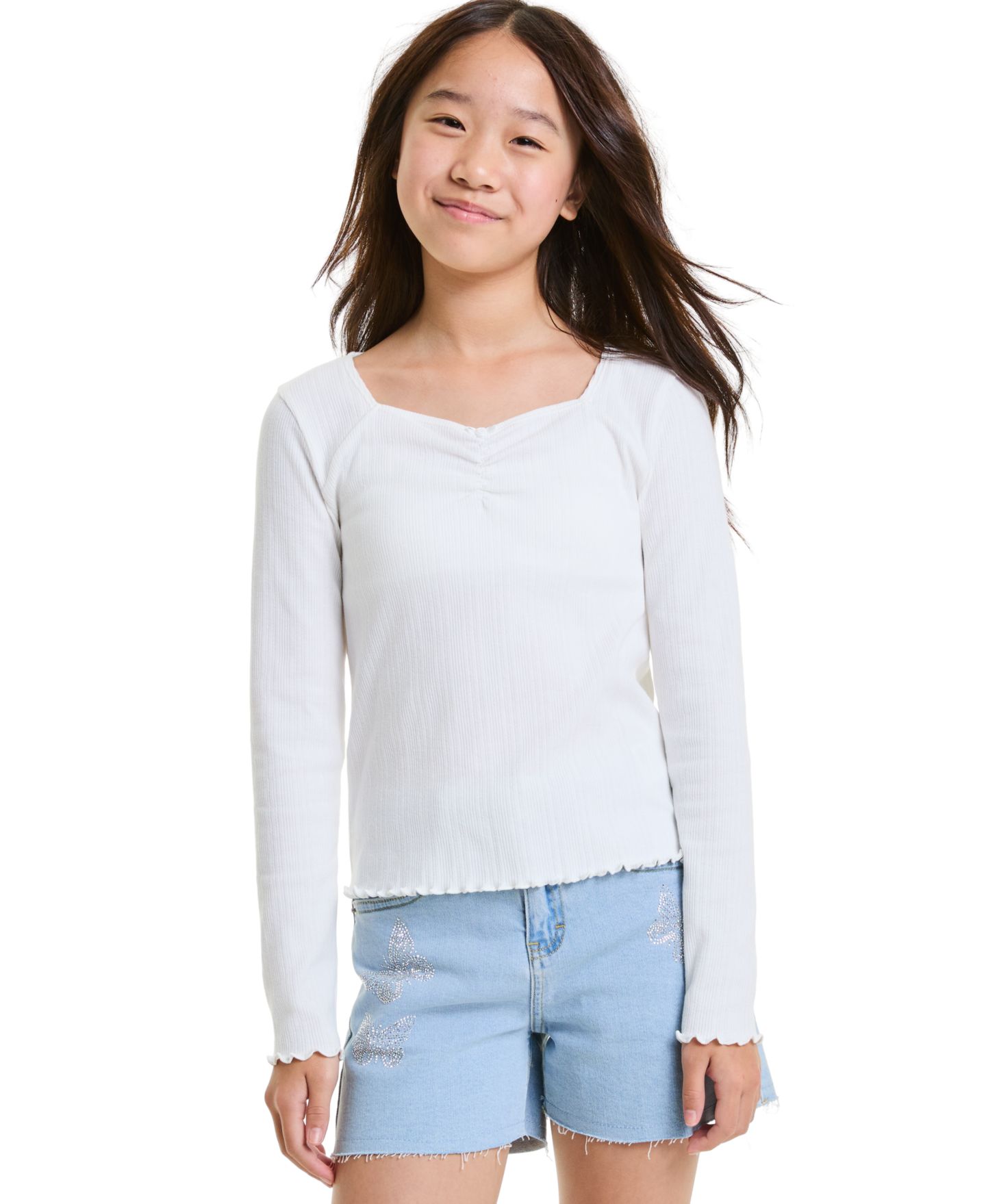 Рубашка Epic Threads Long-Sleeve Sweetheart Neck для девочек, цвет: Белый — фото 3