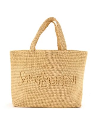 Logo Supple Tote Embroidered Raffia